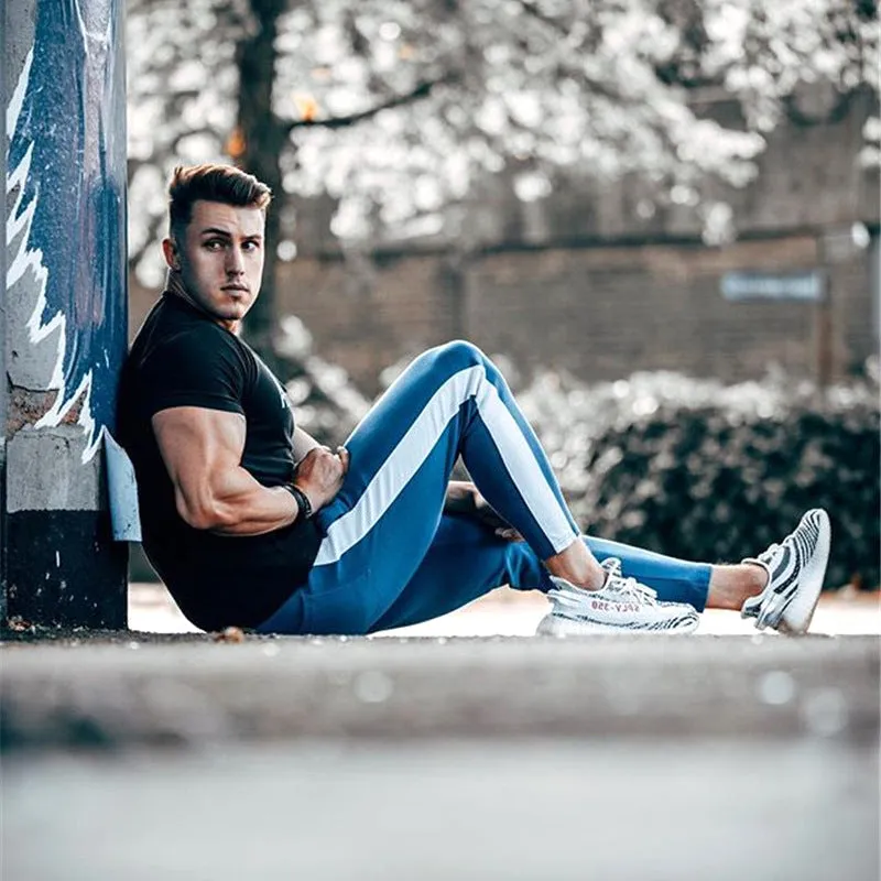 Men's Striped Sweatpants With Elastic Waist