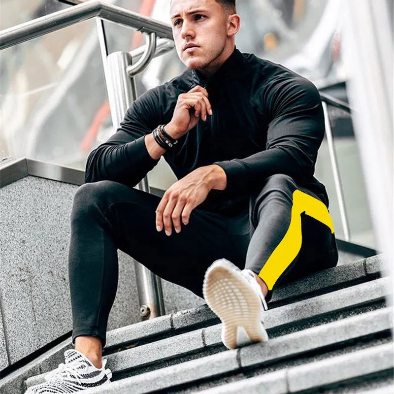 Men's Striped Sweatpants With Elastic Waist