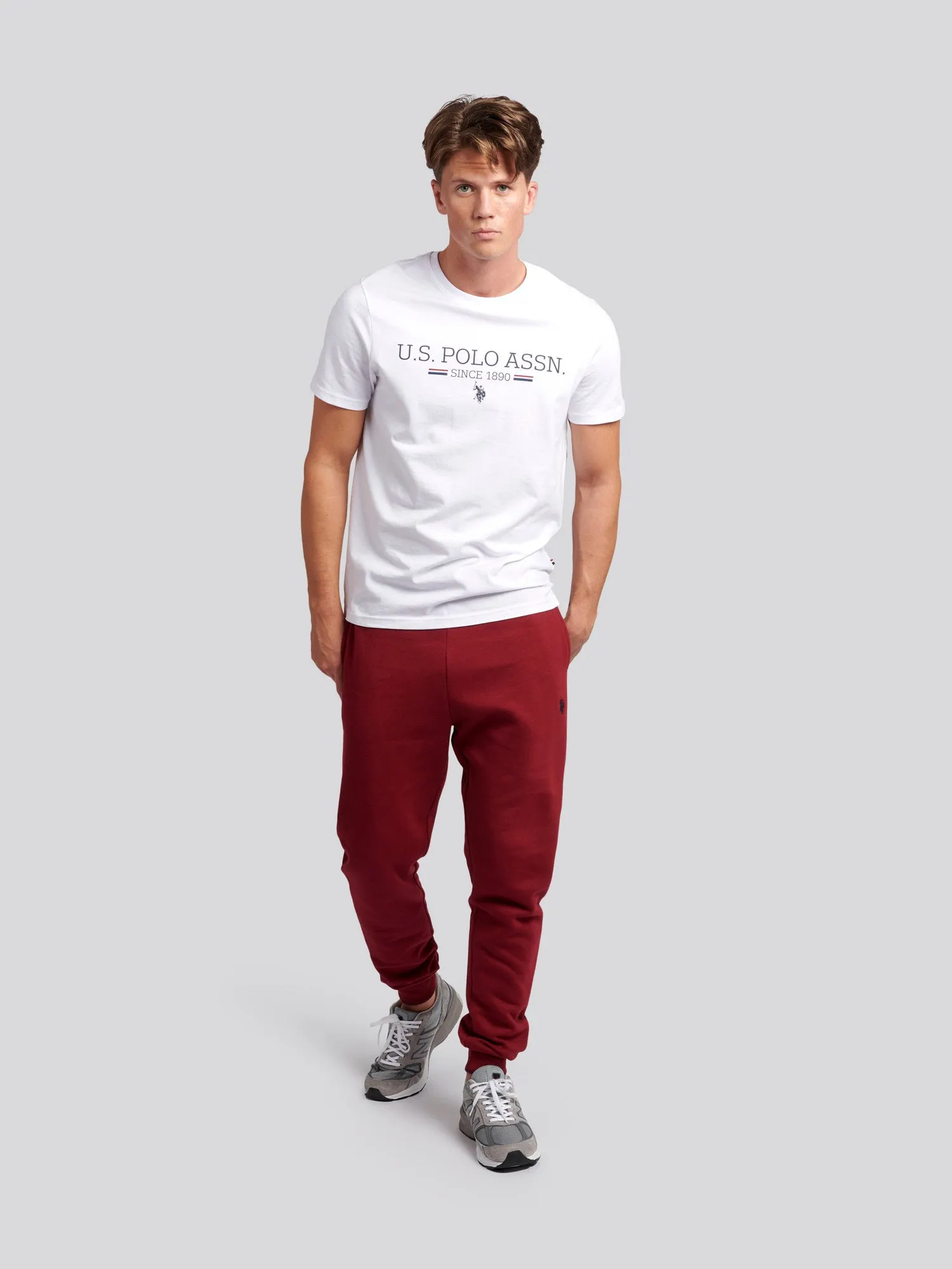 Mens Tipped Joggers in Biking Red