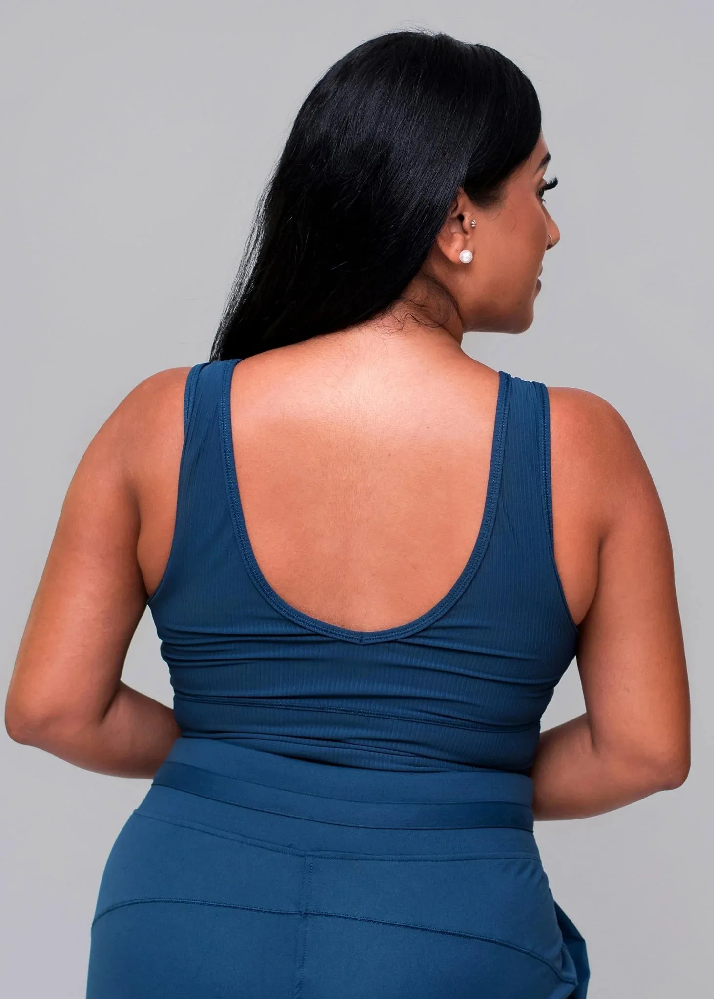 Midnight Blue Ribbed Crop Top