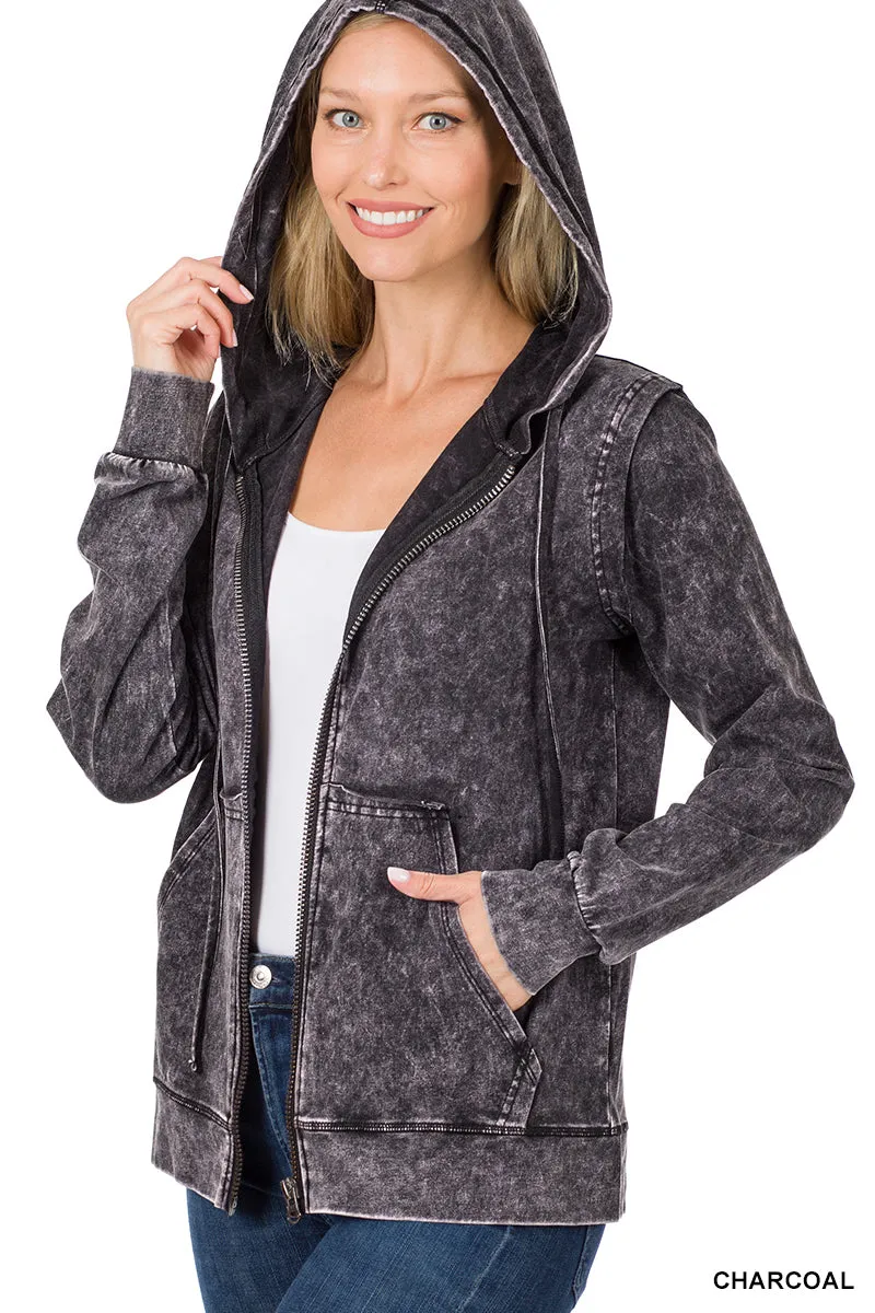 MINERAL WASH HOODIE JACKET