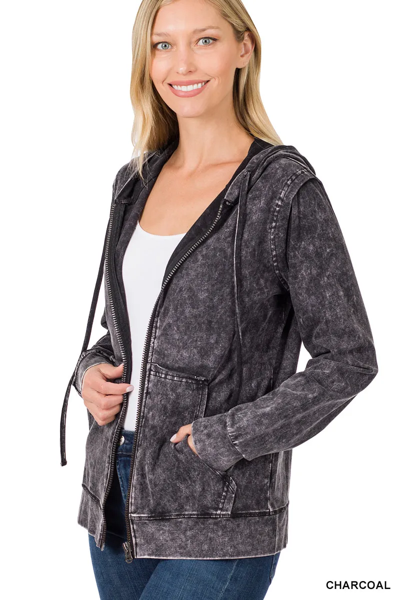 MINERAL WASH HOODIE JACKET