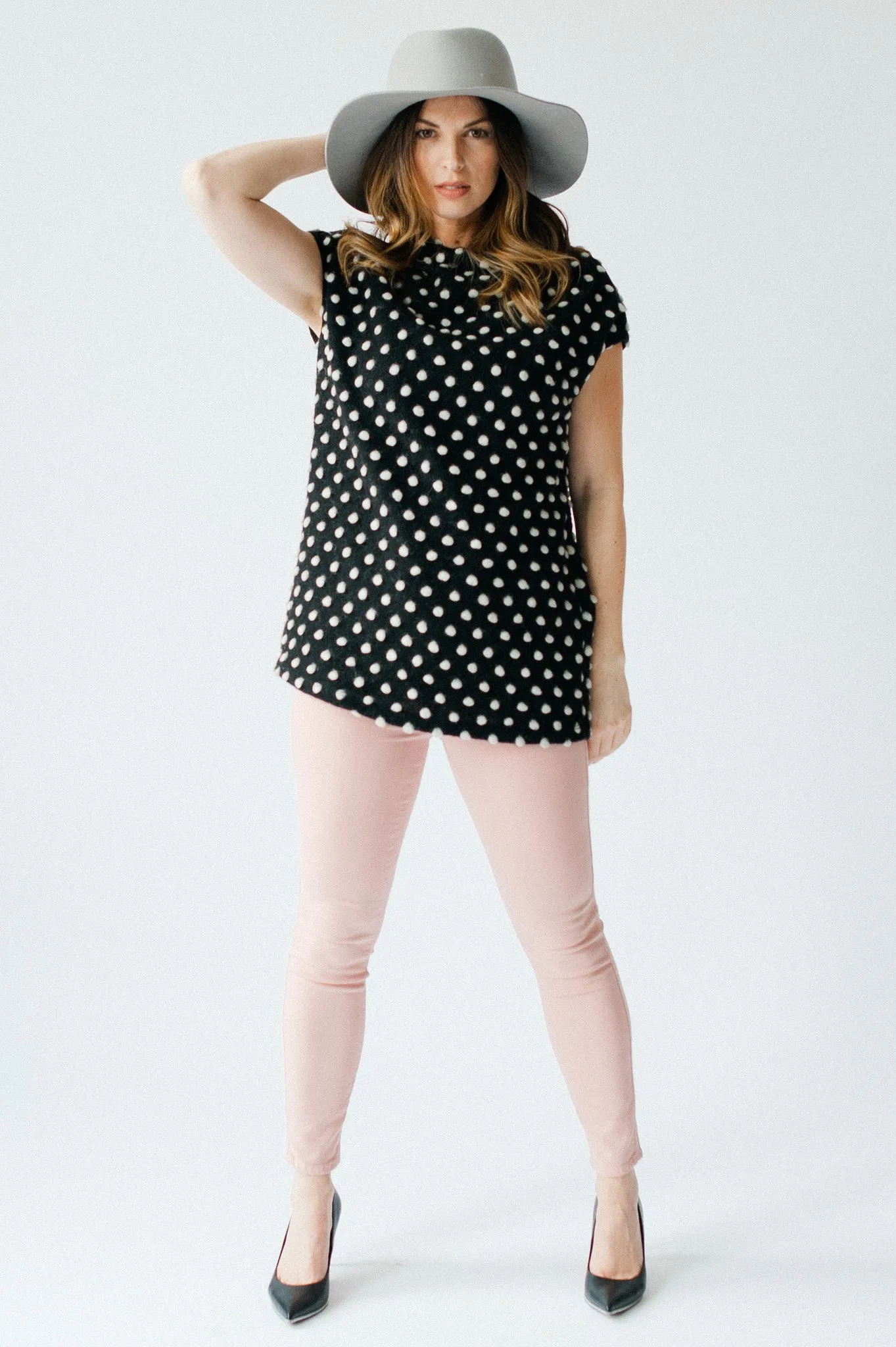 Notting Hill Sleeveless Sweater  - Black and White Polka Dot