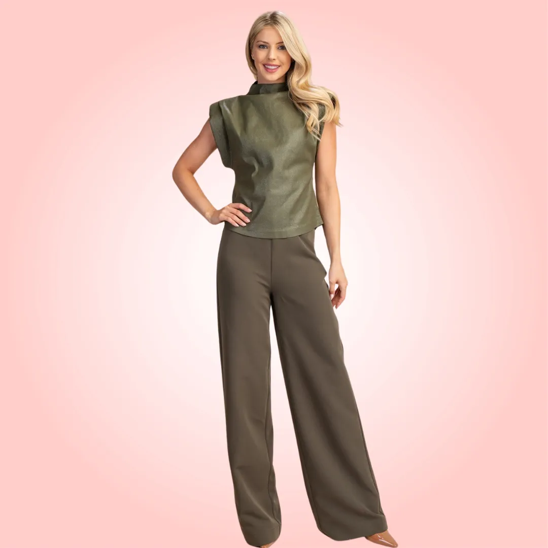 Olive High-Waist Pants