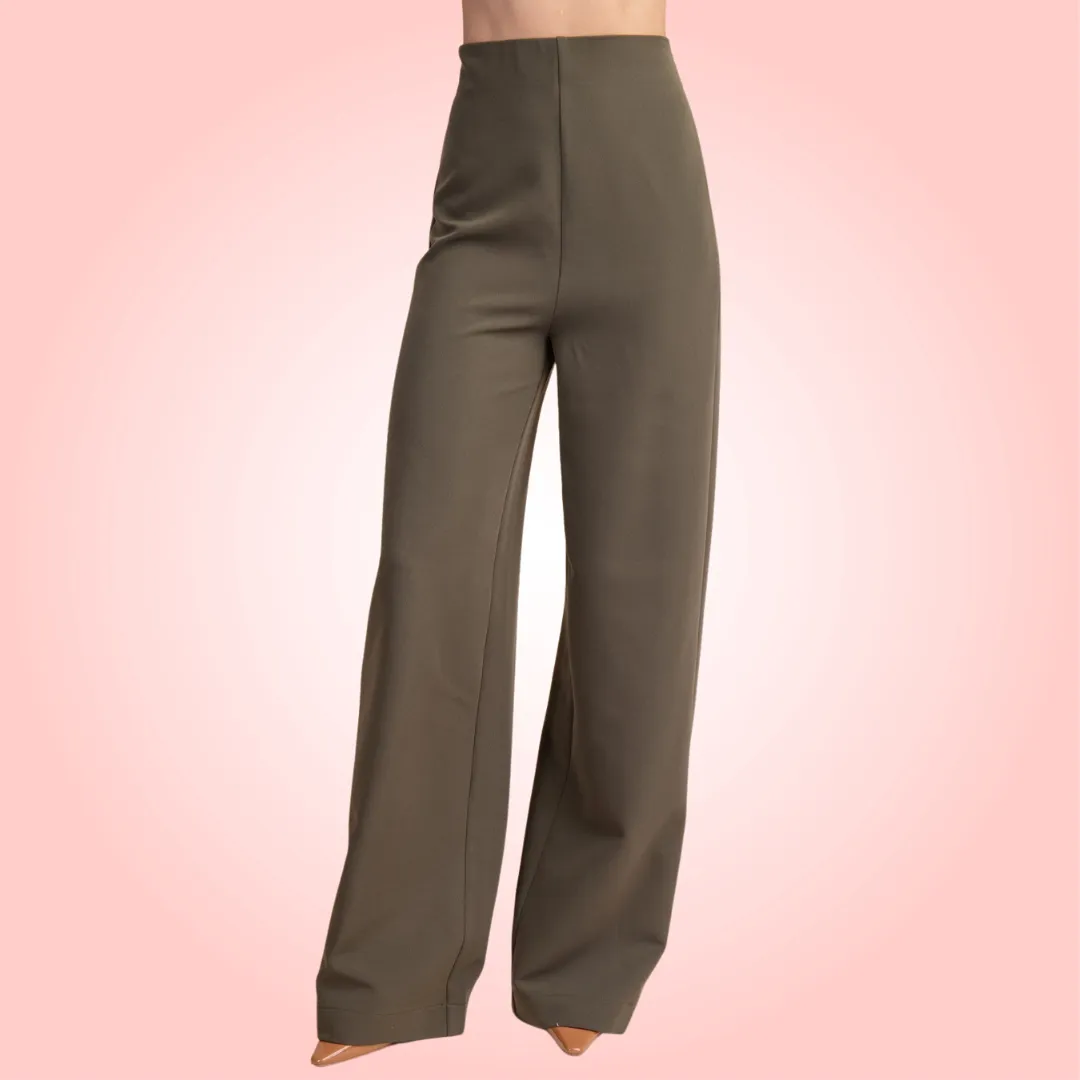 Olive High-Waist Pants