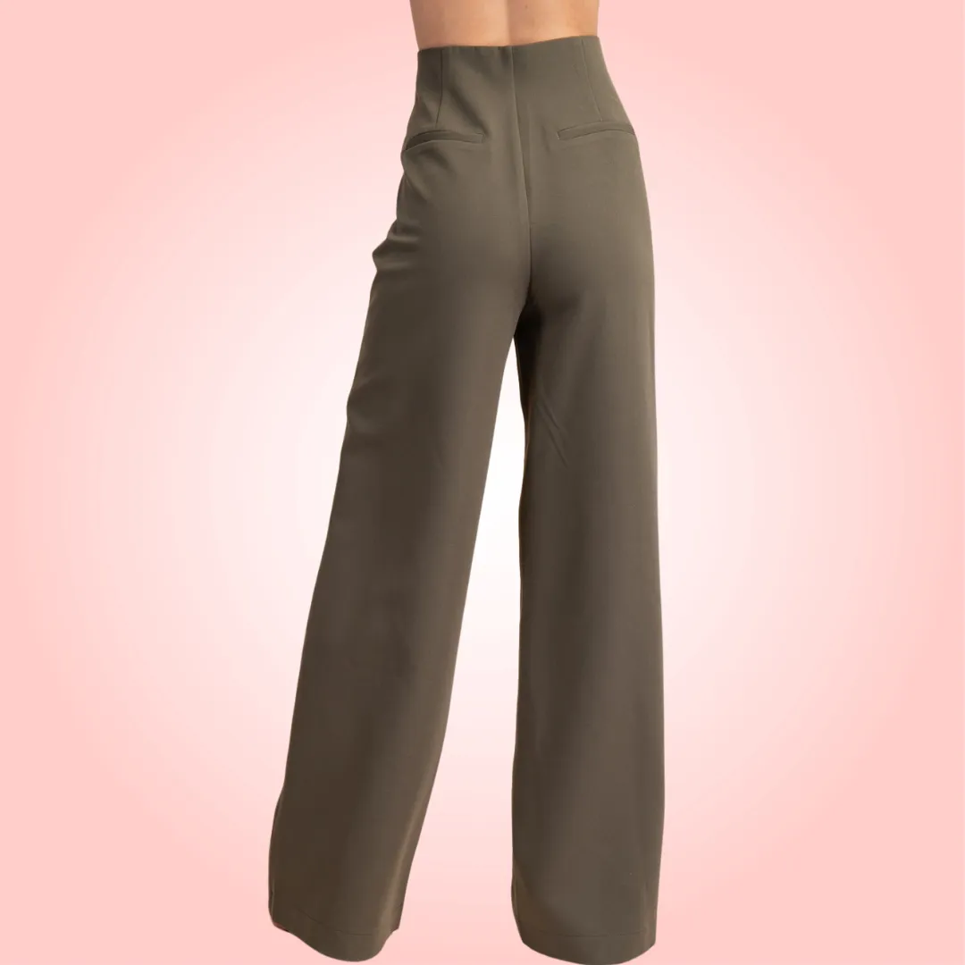Olive High-Waist Pants