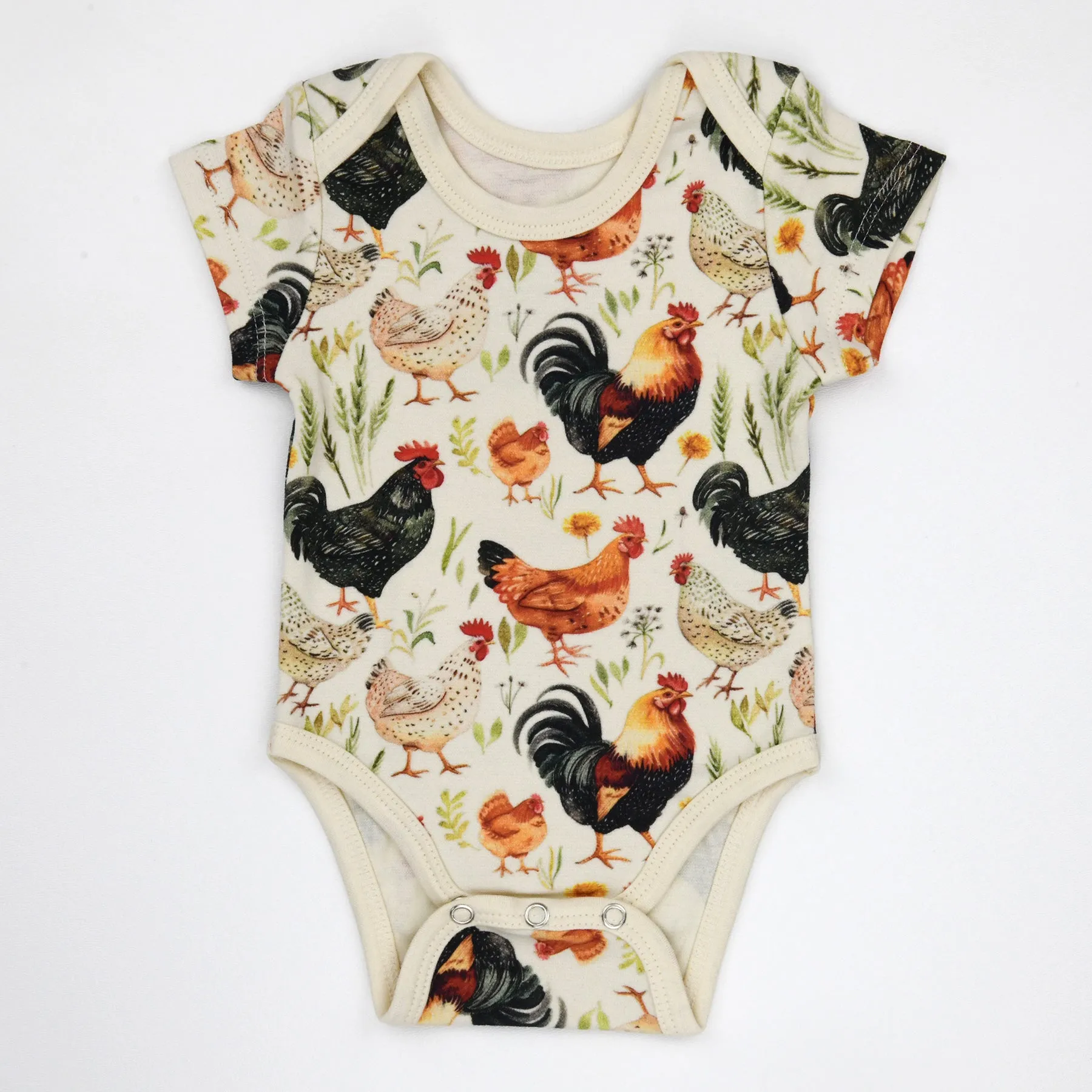 Organic Cotton Short Sleeve Baby Bodysuit, Barley