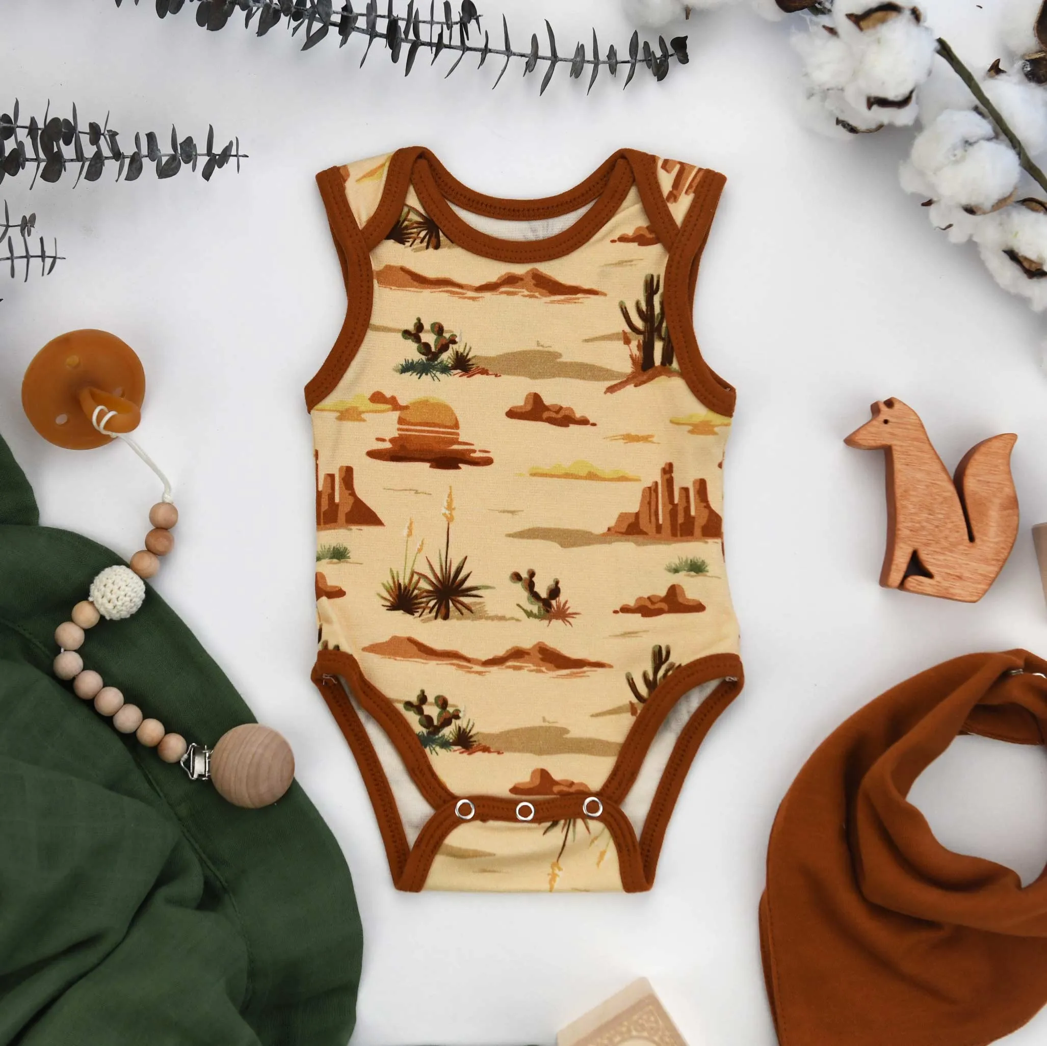 Organic Cotton Sleeveless Baby Bodysuit, Moab