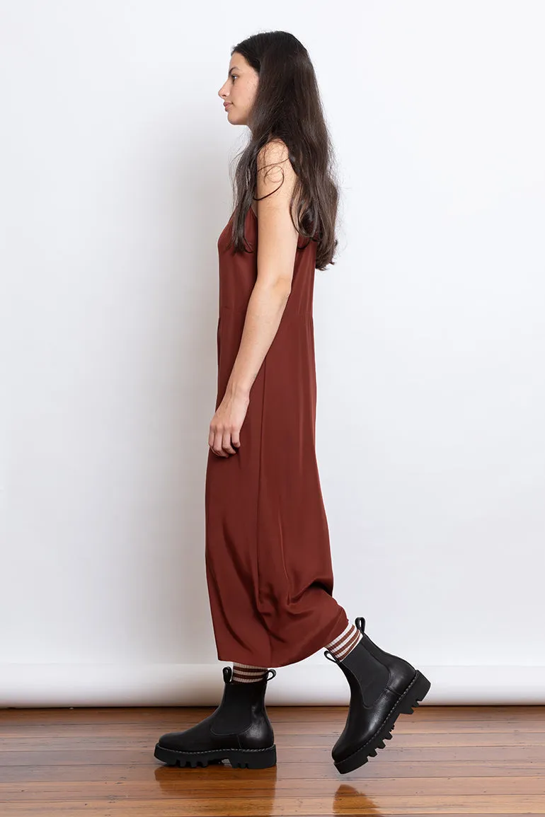 Organic Silk Slip Dress - Brick