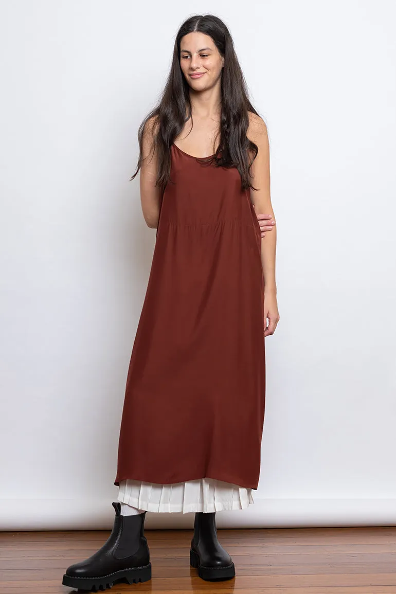 Organic Silk Slip Dress - Brick