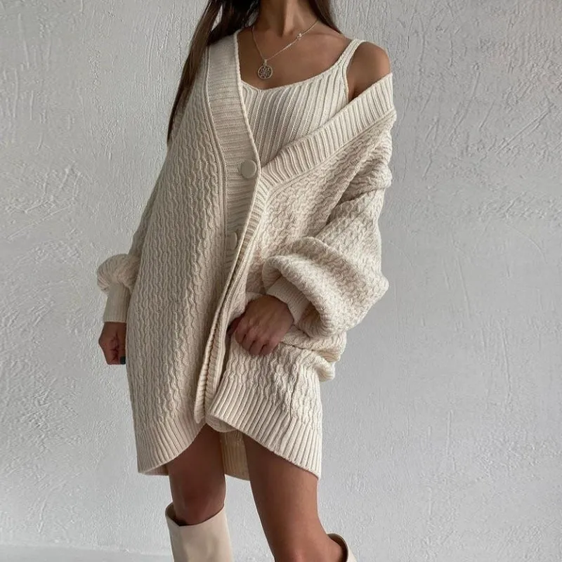 Oversize Cardigan with Sweater Dress