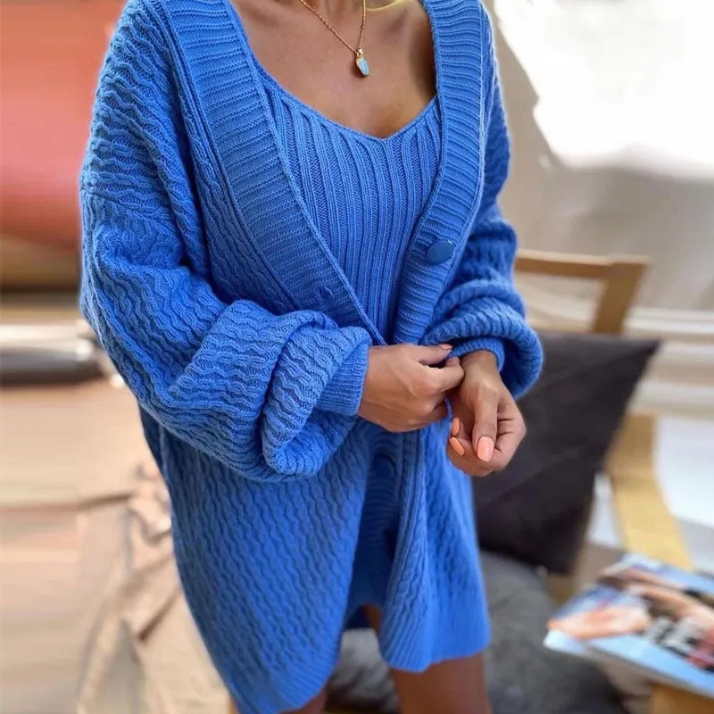Oversize Cardigan with Sweater Dress