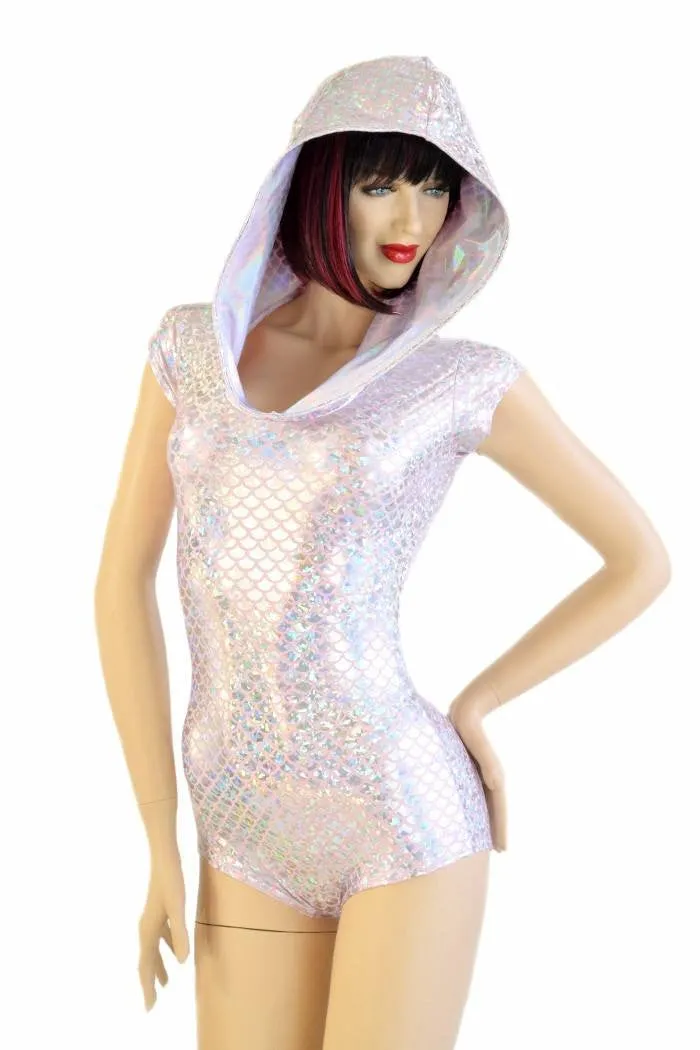 Pink & Silver Scale Hoodie Romper