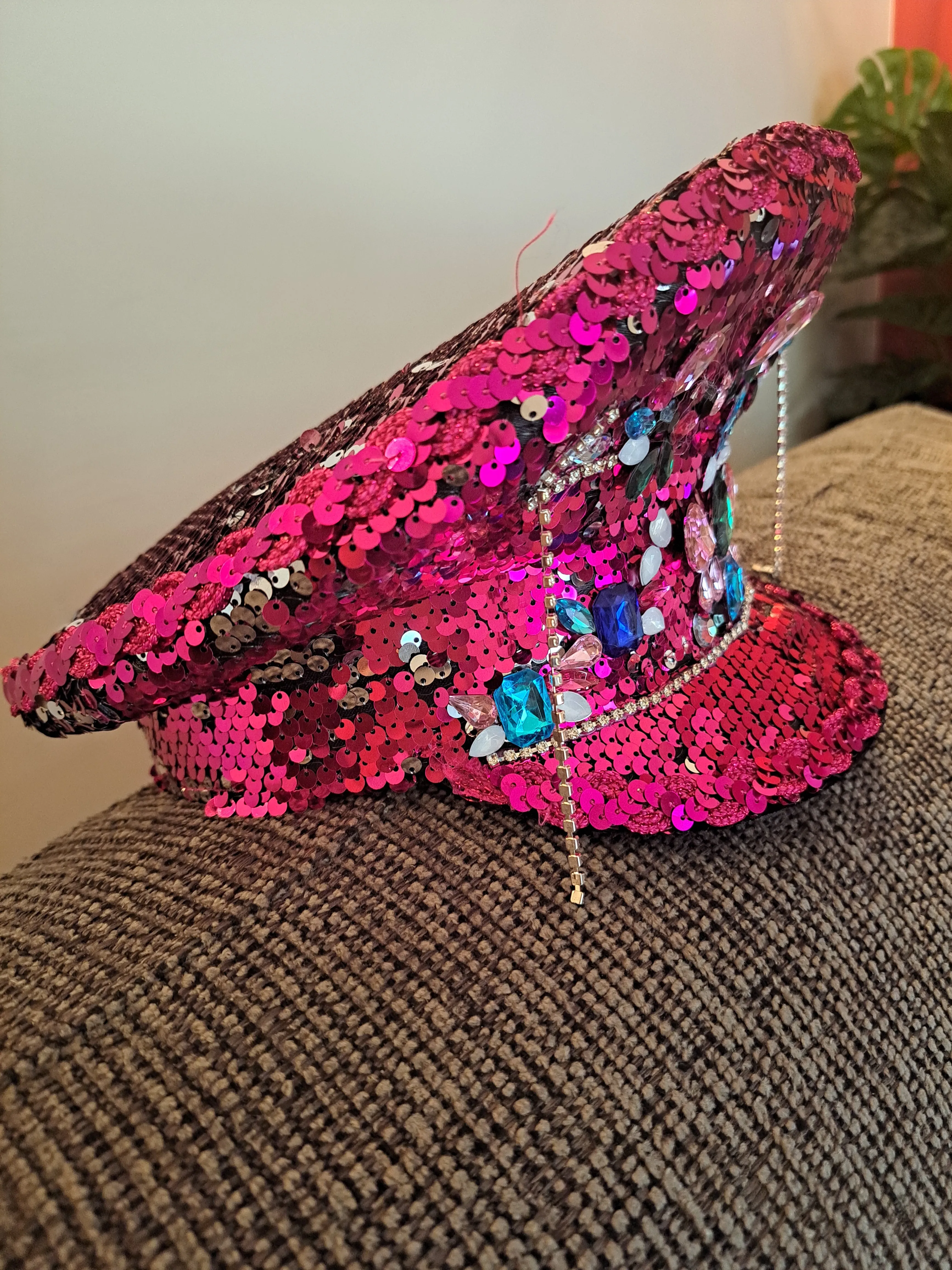 Pink Rhinestone Military Hat