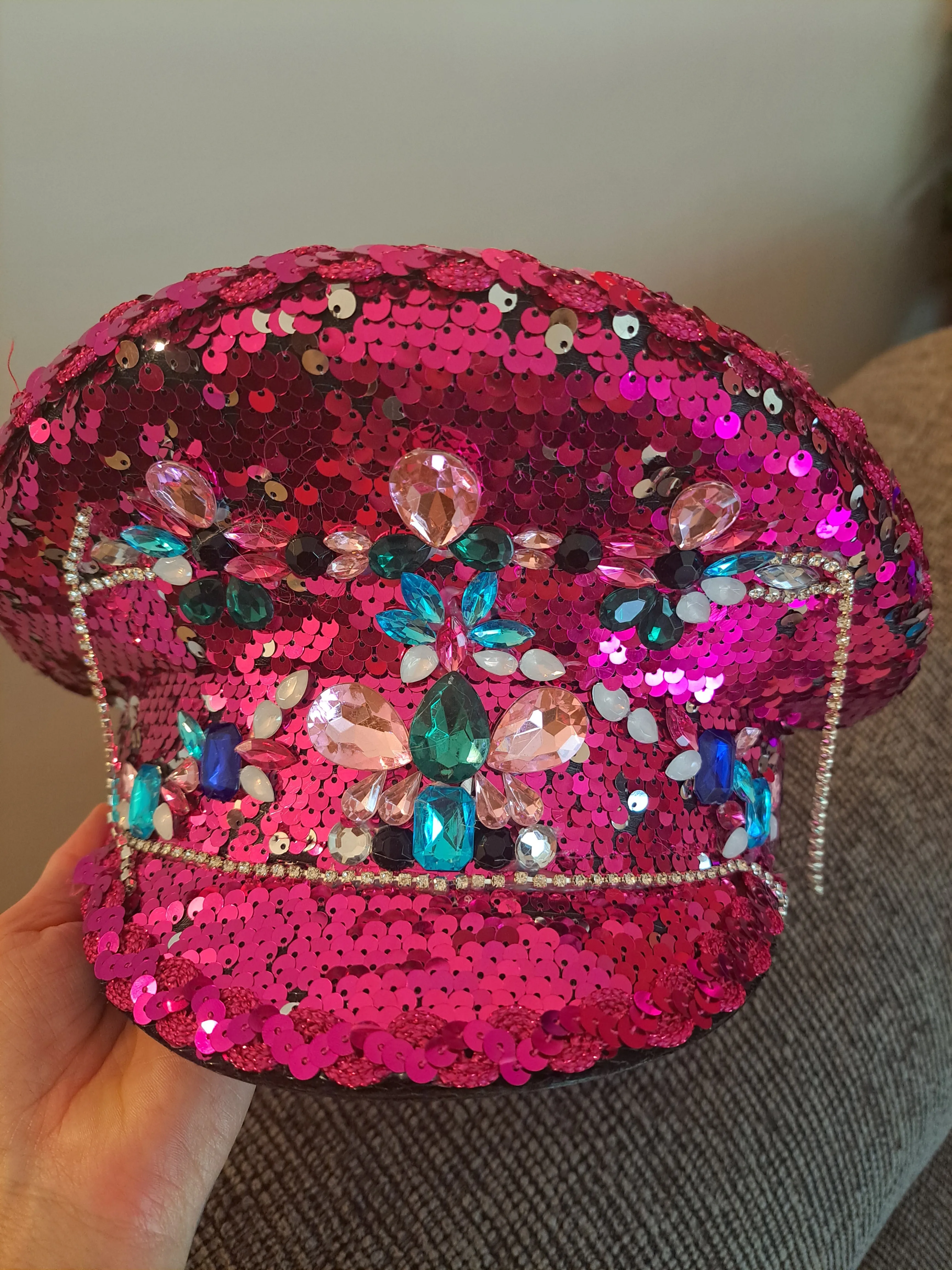 Pink Rhinestone Military Hat