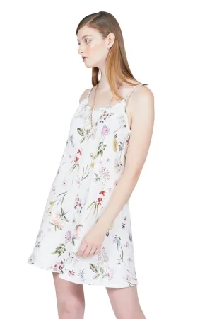 Pistache Floral Linen Slip Dress