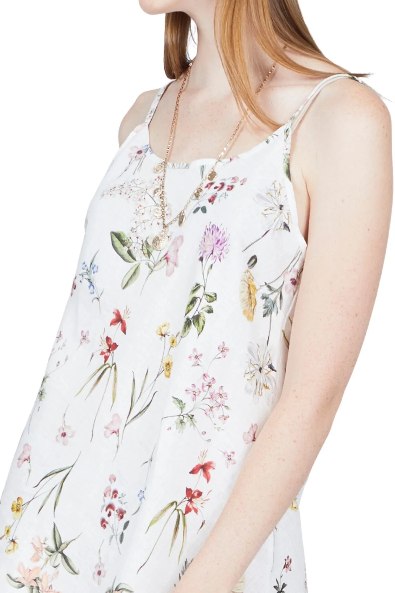 Pistache Floral Linen Slip Dress