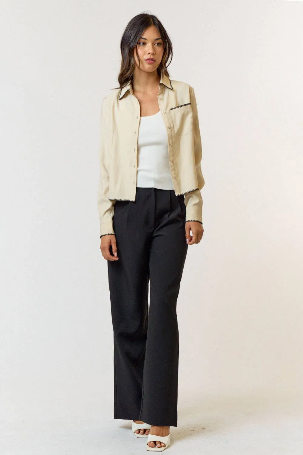 PLEATED WIDE LEG PANTS