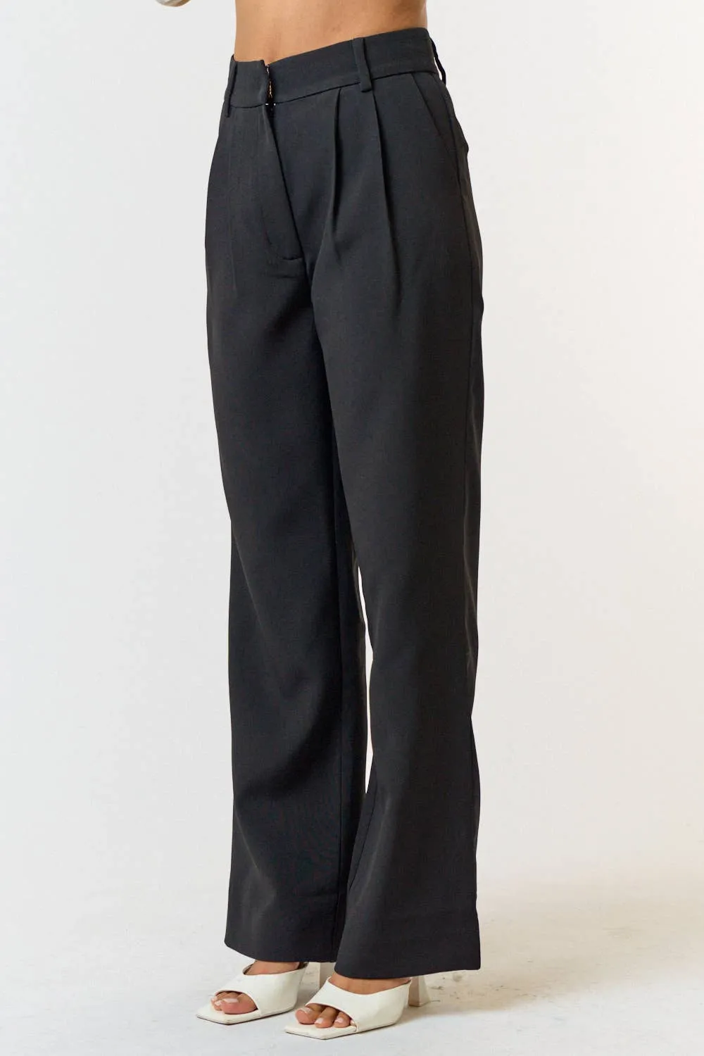 PLEATED WIDE LEG PANTS