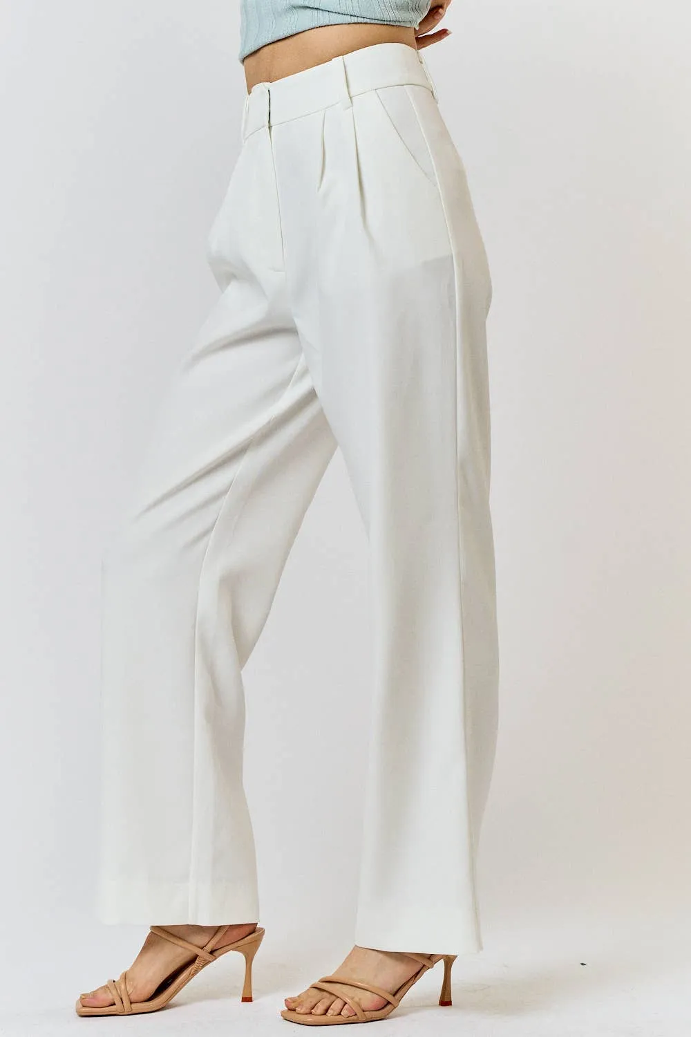 PLEATED WIDE LEG PANTS