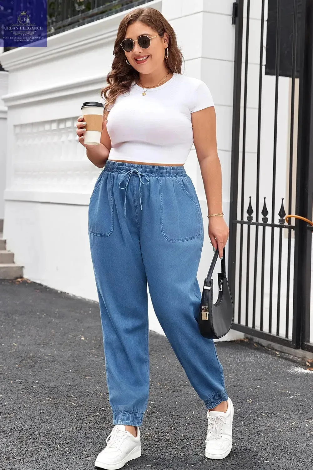 Plus Size Dusk Blue Denim Joggers