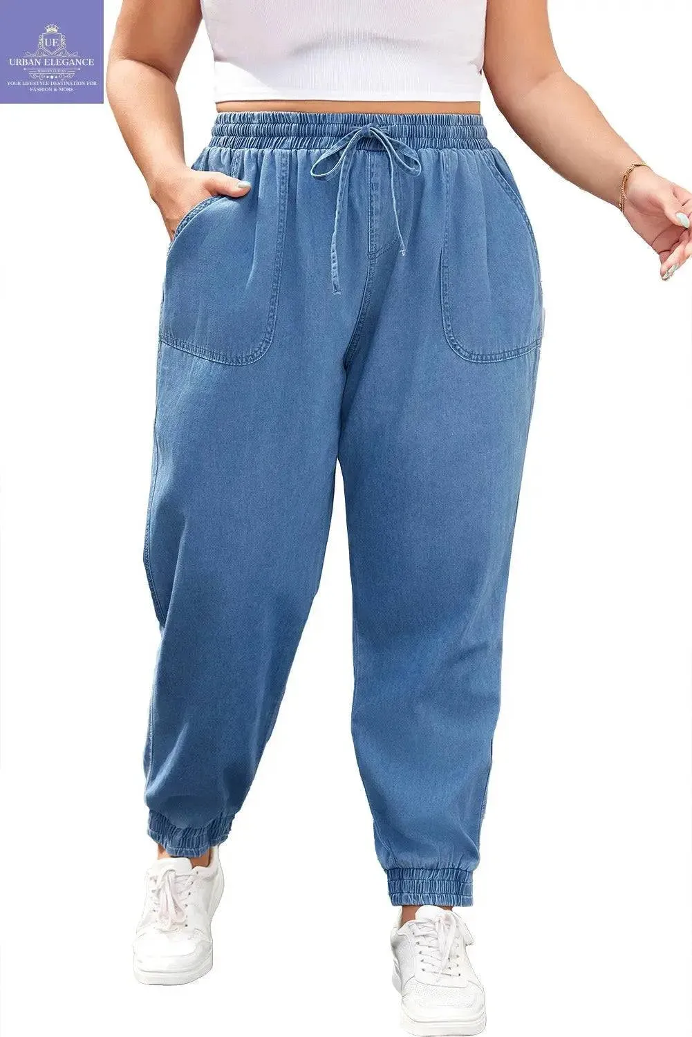 Plus Size Dusk Blue Denim Joggers