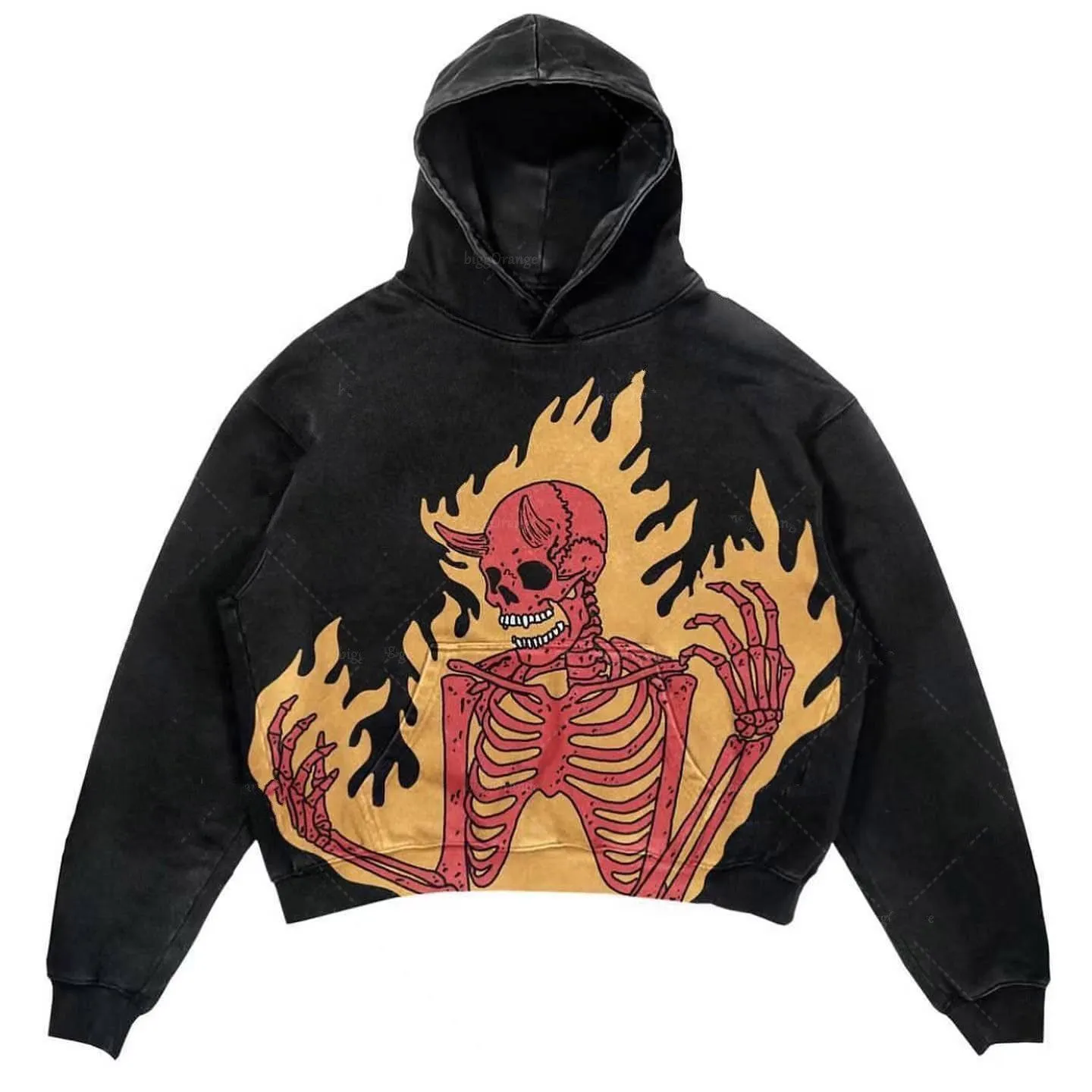 Punk Design Slim Fit Printed Hoodie