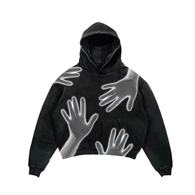 Punk Design Slim Fit Printed Hoodie