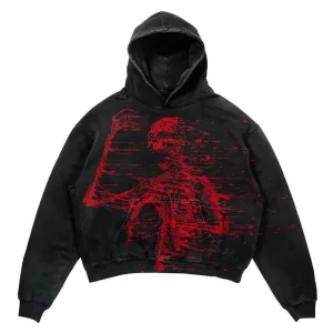 Punk Design Slim Fit Printed Hoodie