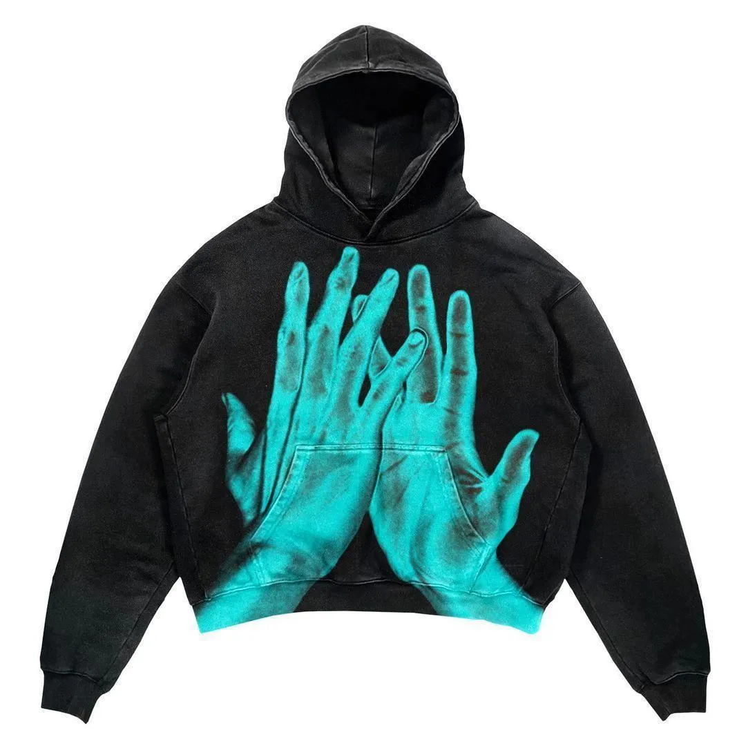 Punk Design Slim Fit Printed Hoodie