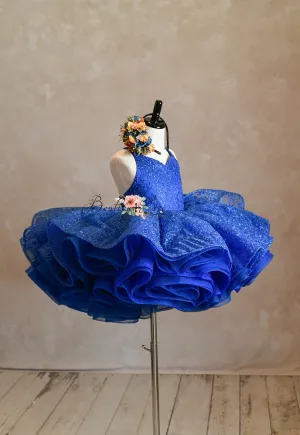 "Bleue" -  Petal Short Length Dress (4 Year - Petite 5 Year)