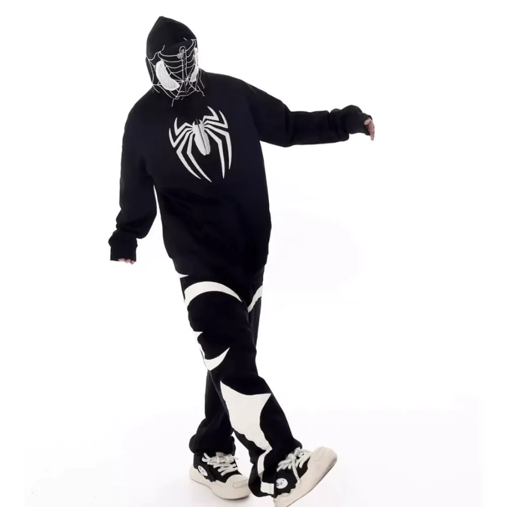 "High Street Spider Flocked Couple" Hoodie