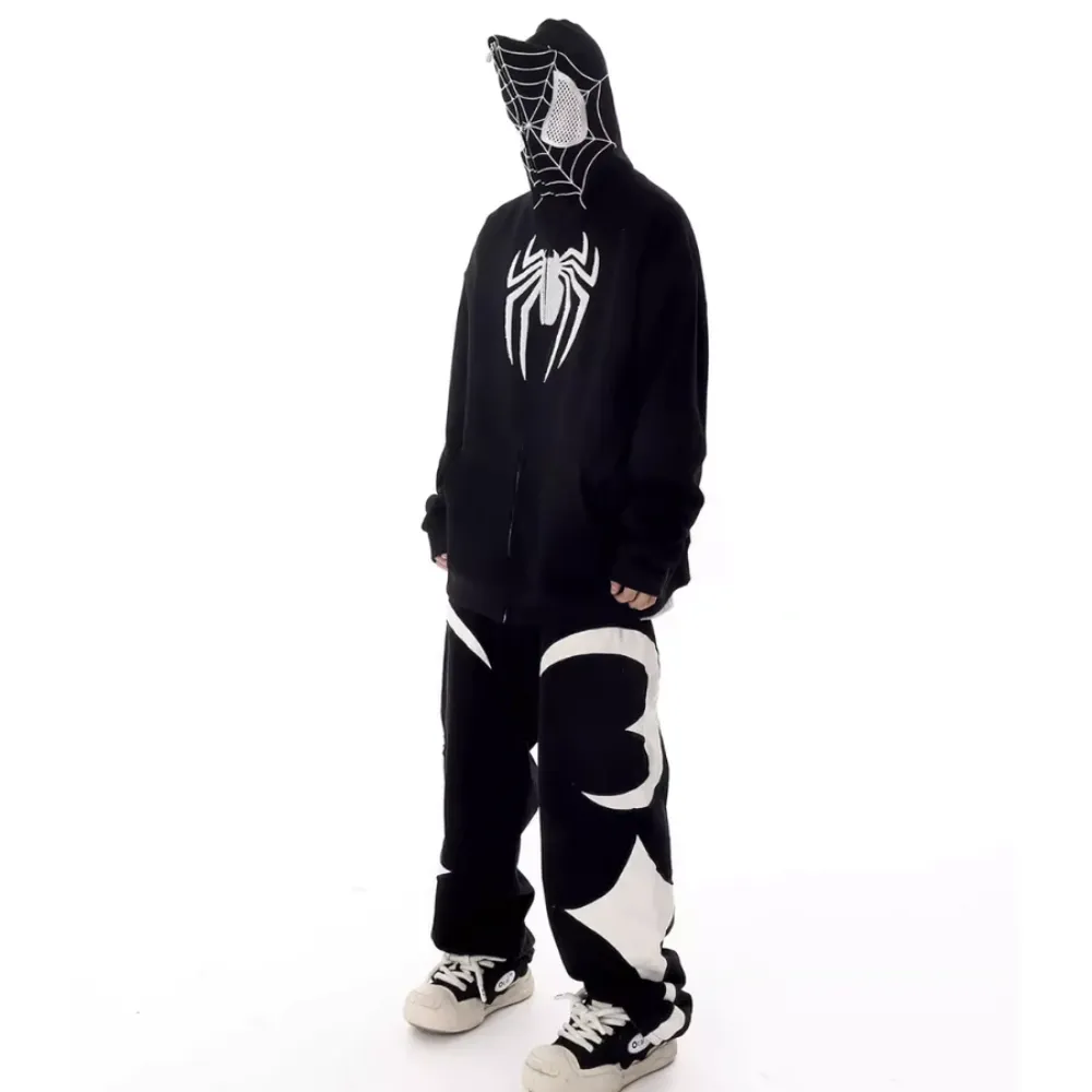 "High Street Spider Flocked Couple" Hoodie