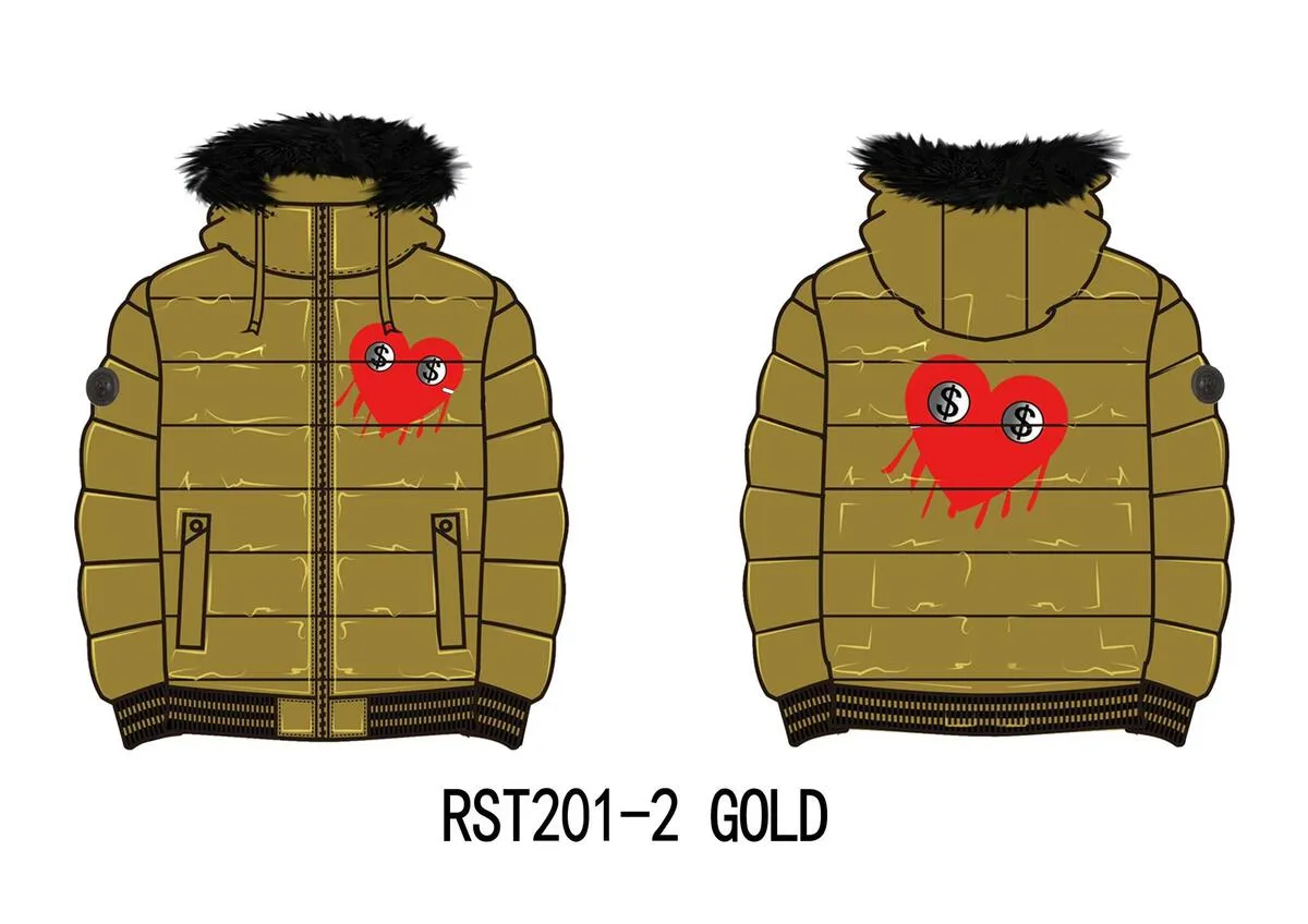 Reelistik Love Hurts Reversible Bubble Jacket Print (Gold)