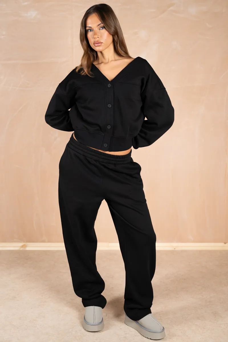 Relaxed Jersey Straight Leg Jogger - Black