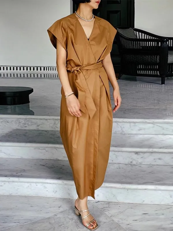 Retro V-Neck Cross Strap Dress