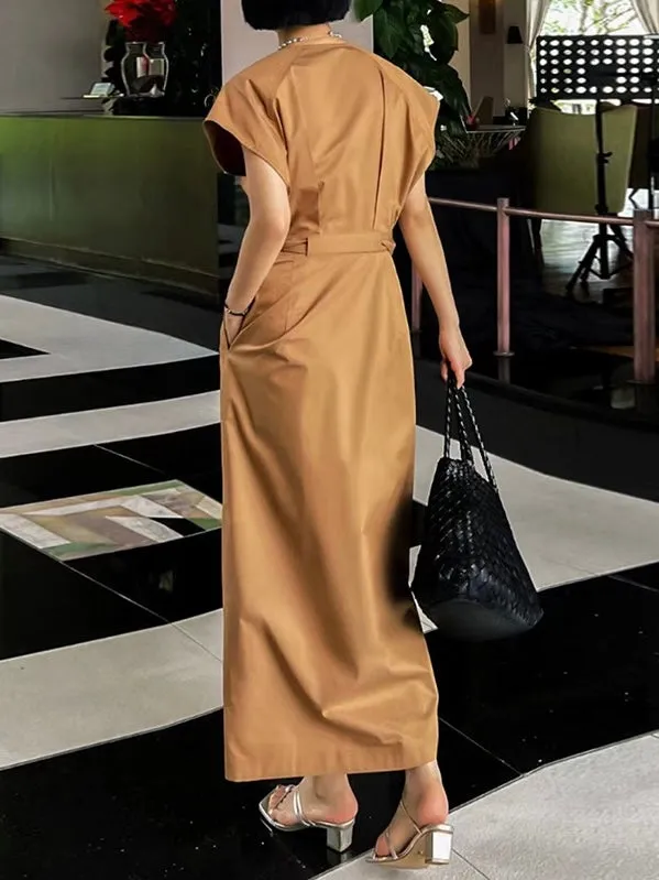 Retro V-Neck Cross Strap Dress