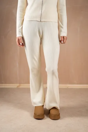 Ribbed Flare Trouser - Stone