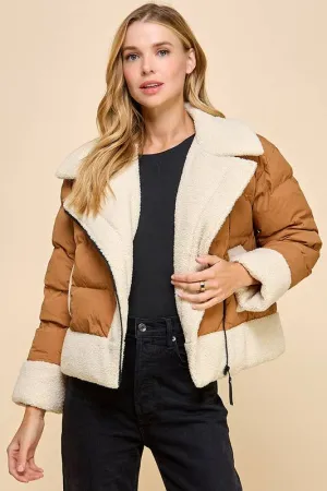 Sherpa Trim Padded Puffer Jacket