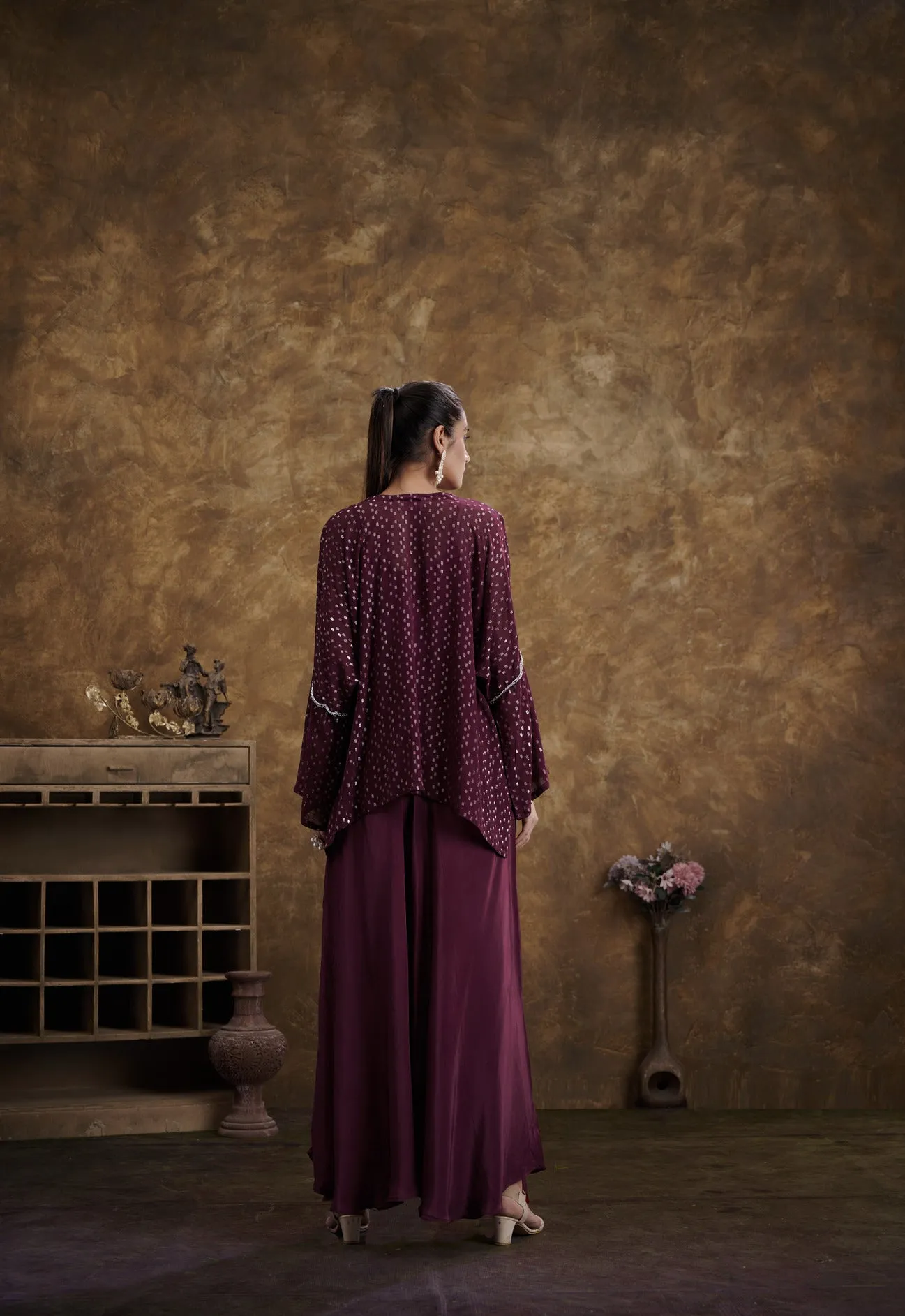 Sitaara Wine Flared Pants And Top