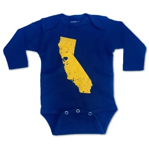 Sol Baby Northern California Love Long Sleeve Navy Blue Bodysuit