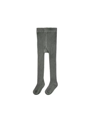 Solid Ribbed Tights - Charcoal