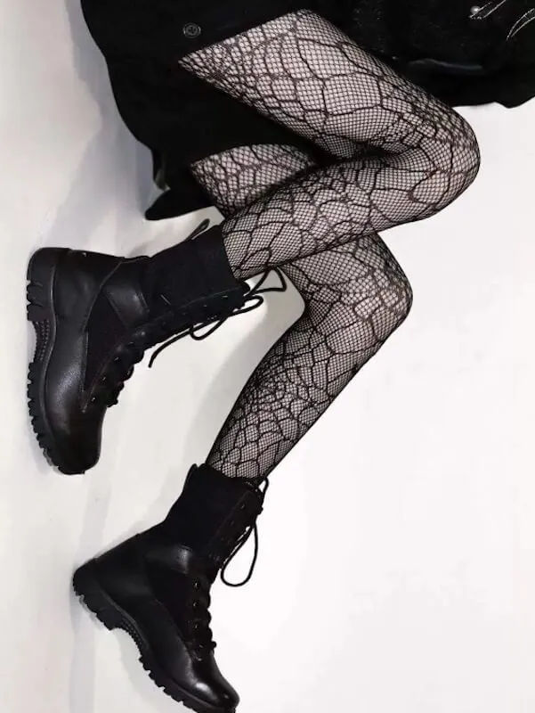 Spider web goth tights
