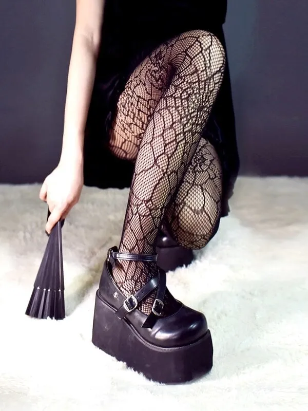 Spider web goth tights
