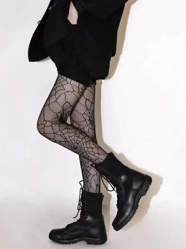 Spider web goth tights