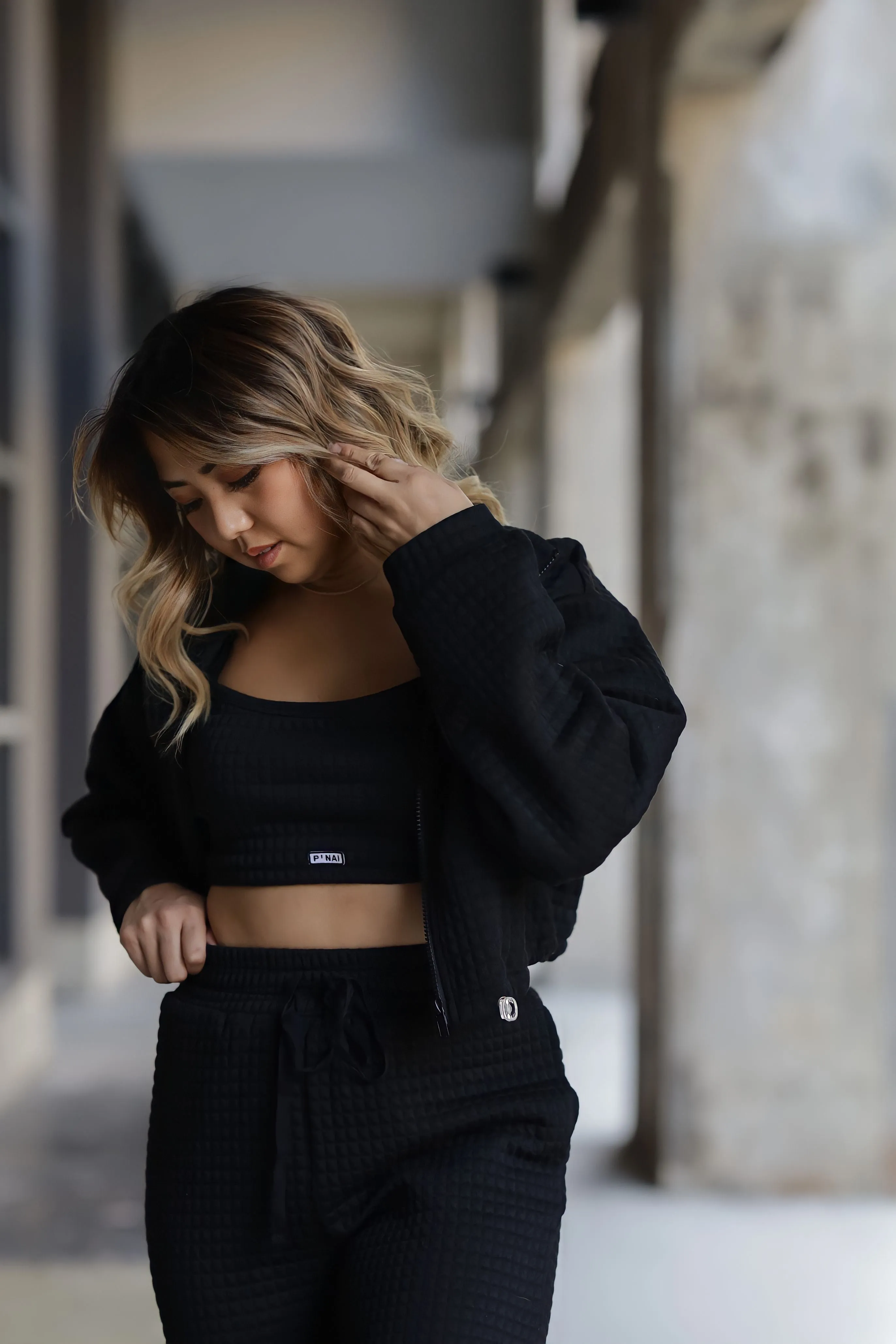 TALA Crop Top Jogger Set - Black