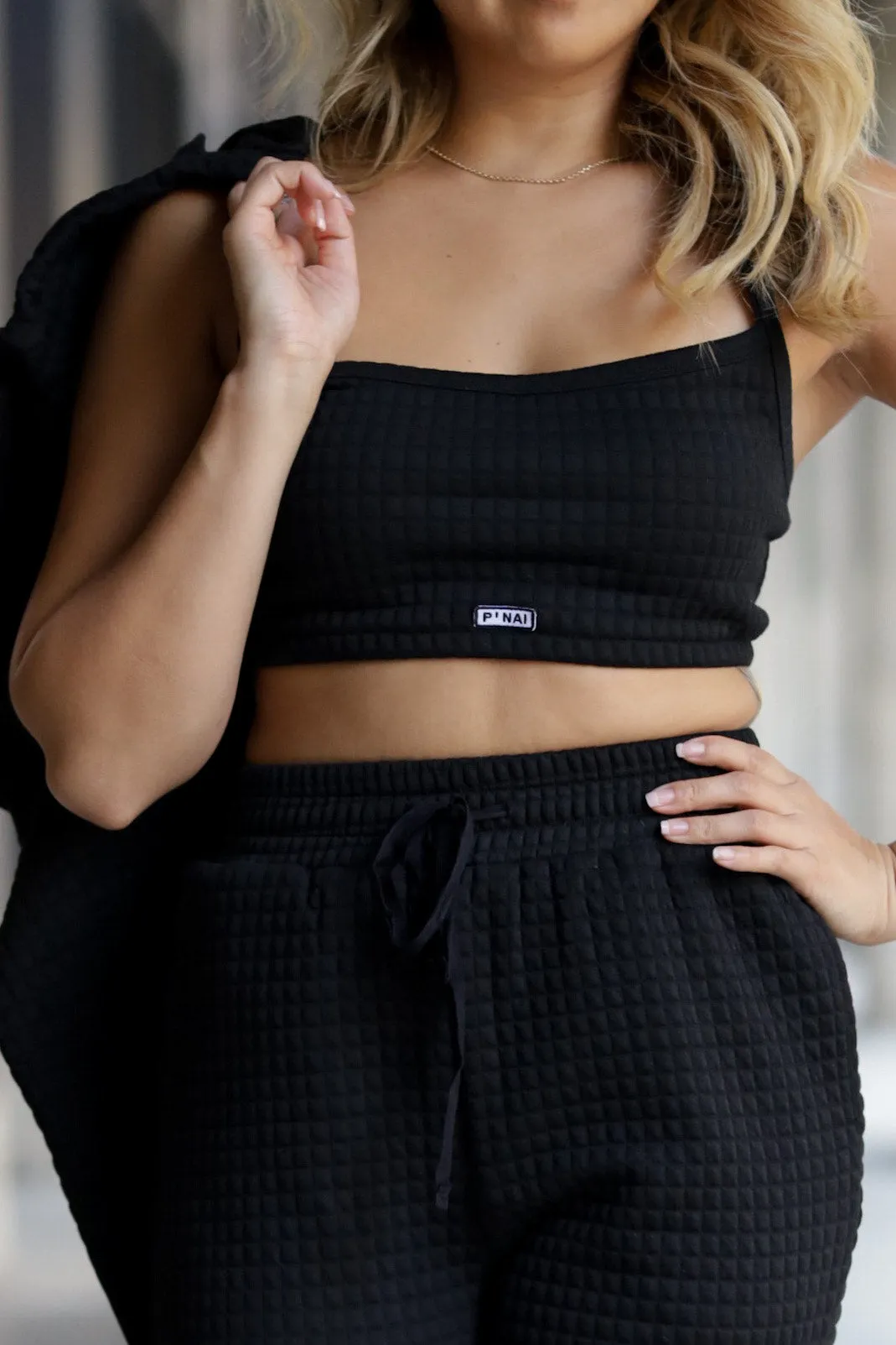 TALA Crop Top Jogger Set - Black