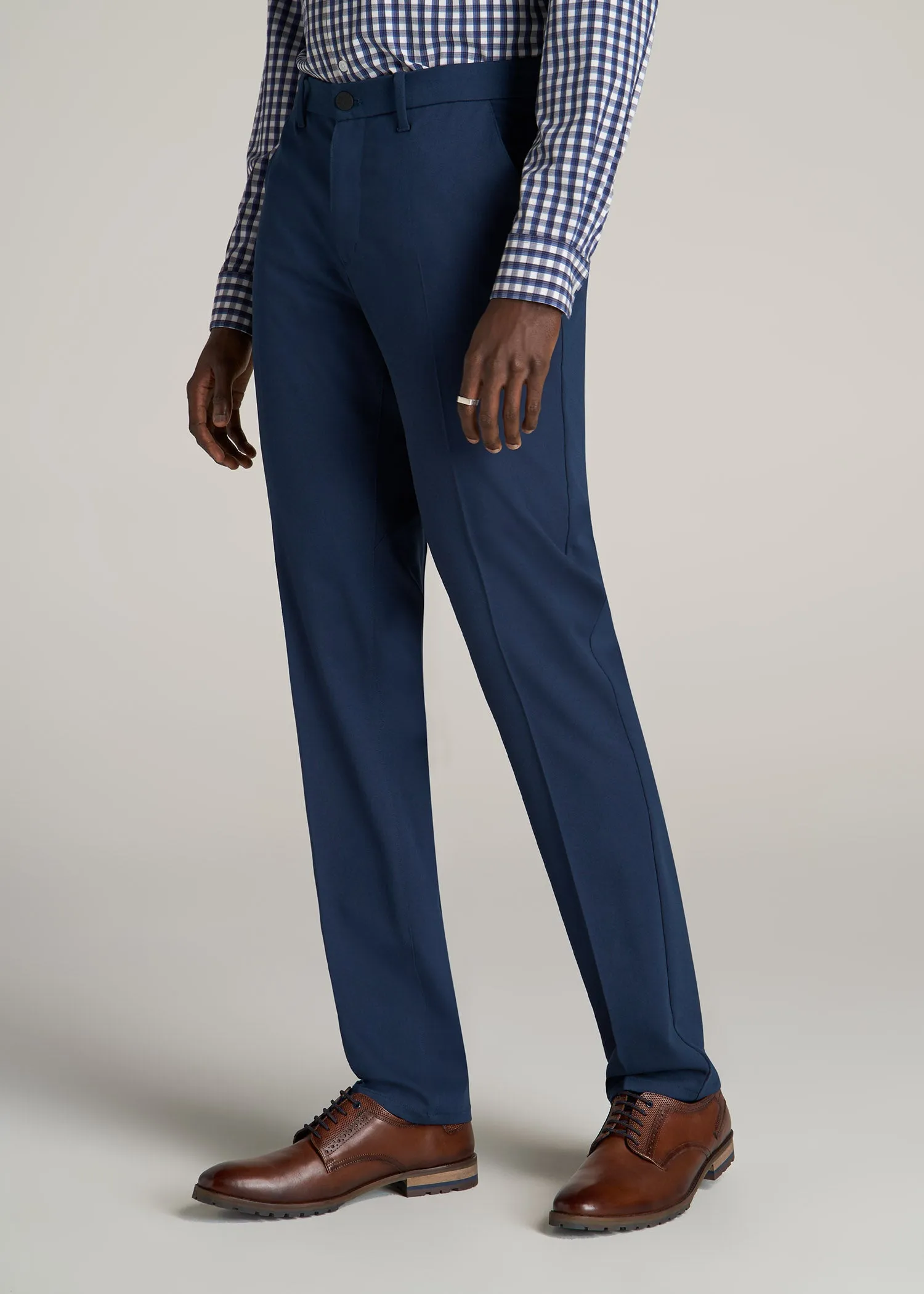 TAPERED-FIT Stretch Dress Pants for Tall Men in Marine Navy