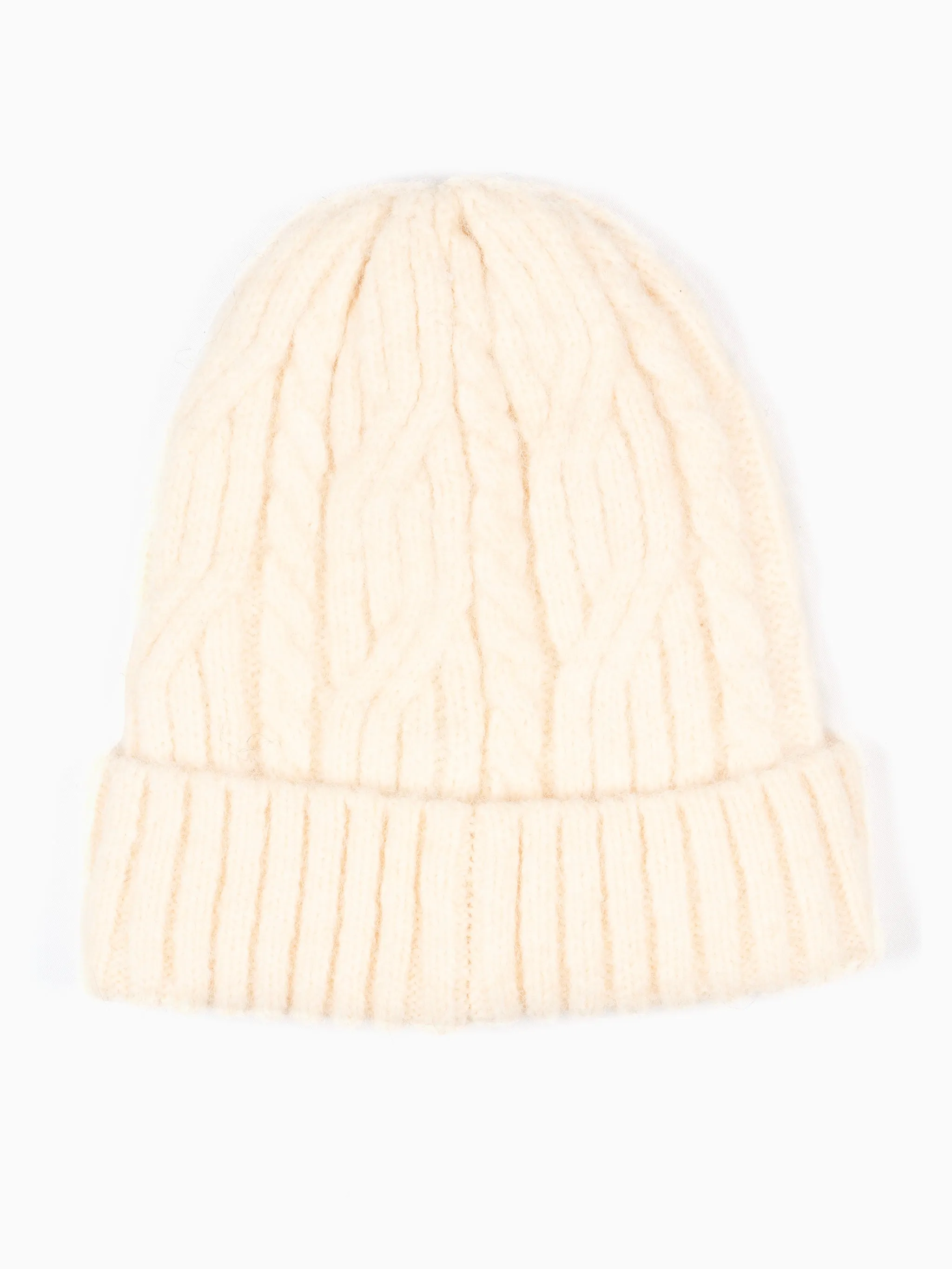 Tatum Beanie Hat - Cream, Cable Knit