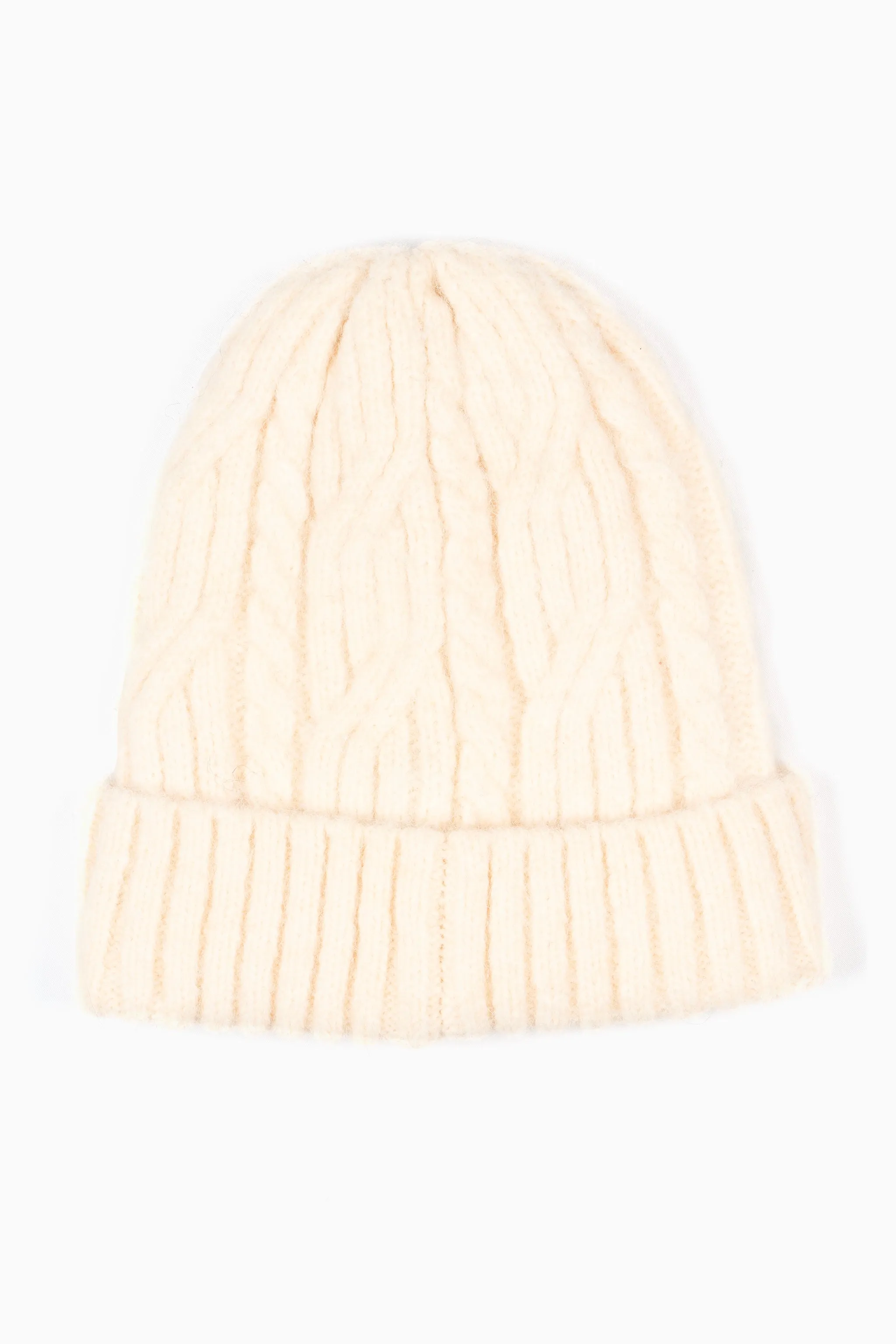 Tatum Beanie Hat - Cream, Cable Knit